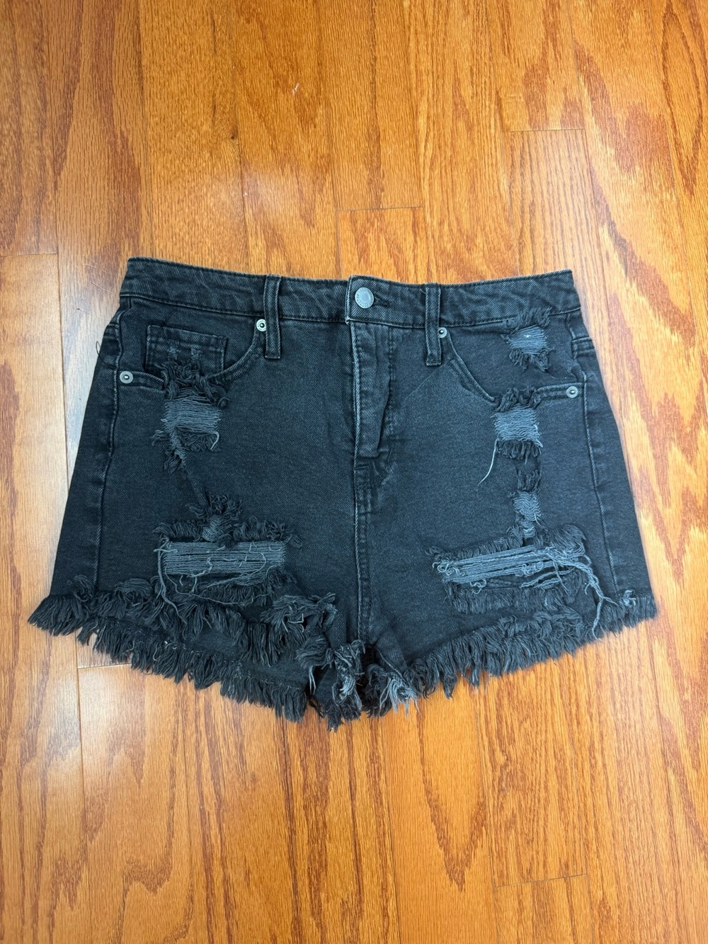 Mossimo Supply Co. Black Distressed Frayed Denim Shorts